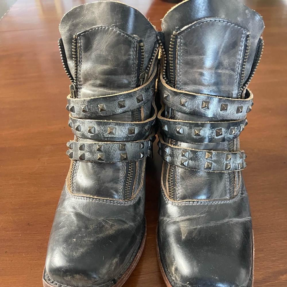 Studded Distressed gray Freebird Leather Boots